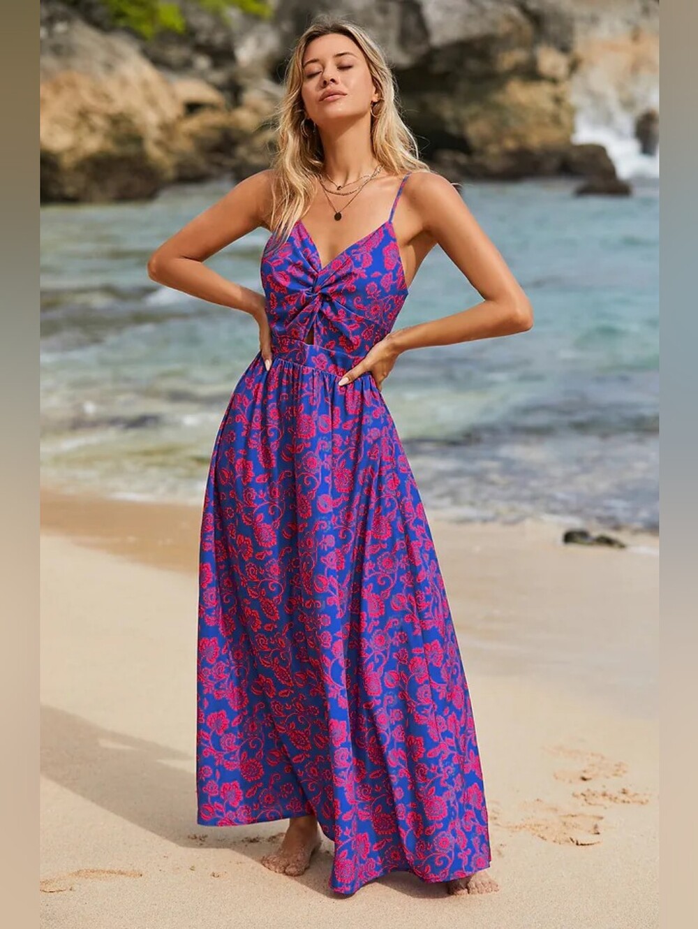 Floral Print Knotted V-Neck Maxi Dress 💥 BRAND NEW 💥